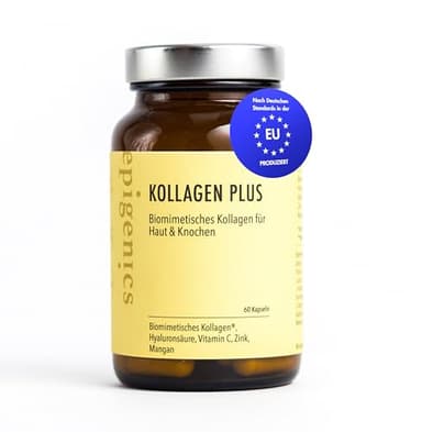 Epigenics Kollagen Plus Kapseln mit Hyaluron (für 30 Tage) - veganes, biomimetisches Collagen - vegan Kollagen + Komplex Tabletten für Haut, Haare, Nägel, Gelenke & Knochen