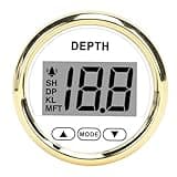 52 Mm Tiefenmesser, Bootstiefenmesser mit Alarm, LCD-Digitalanzeige, 12 V, 328, 08 Fuß Tiefenanzeige für Yachten, Fischereifahrzeuge (80000242 PLD2-WG-FTM Weißes Zifferblatt