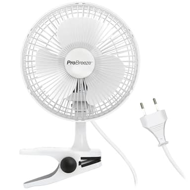 Pro Breeze Mini Ventilator mit Clip, 20 cm Durchmesser, 2 Geschwindigkeitsstufen, stabiler Clip - Ventilator leise, ideal als Tischventilator am Schreibtisch, für Growbox, Zuhause im Schlafzimmer