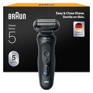 Braun Series 5 Rasierer Herren Elektrisch, Elektrorasierer Herren mit 50 Min. Akku, Rasierapparat, Kabelloser Nass- und Trockenrasierer für Männer, Wasserdicht, Made in Germany, 52-N1000si, Schwarz