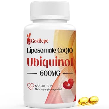 Liposomales Coenzym Q10 Ubiquinol 600 mg hochdosiert – 60 Mini-Softgels, 300 mg reines Ubiquinol pro Kapsel, 2 pro Tagesportion (60 Stück (1er Pack))