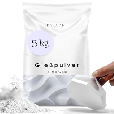 KALA ART Gießpulver Weiß 5kg - Gips zum Basteln für Silikonformen - Hochwertiges Reliefgießpulver (Bastelbeton) - Modelliergips zum Gießen für Deine kreativen Projekte