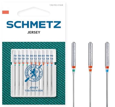 SCHMETZ | 10 Nähmaschinennadeln | Jersey | 130/705 H SUK | Nadeldicke 70/10-90/14 | auf jeder gängigen Haushaltsnähmaschine einsetzbar