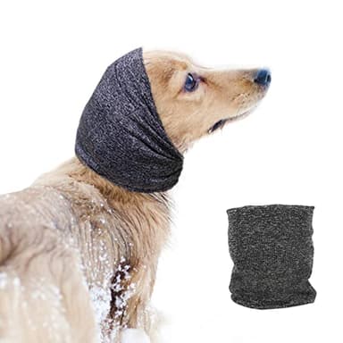 EASY JOY Ohrenschützer Hund, Ohrenschützer für Hunde, Lärmschutz, Warmer Hals und Ohren des Hundes, angenehmes Tragegefühl, Linderung von Angstzuständen, beruhigender Gehörschutz für Hunde, Grau M