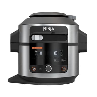 Ninja Foodi Multikocher mit SmartLid, 6L, 11-in-1 Multicooker, Pressure Cooker Schnellkochtopf, Air fryer Heißluftfritteuse, Slow Cooker, Grillen, Backen, Edelstahl, OL550EU