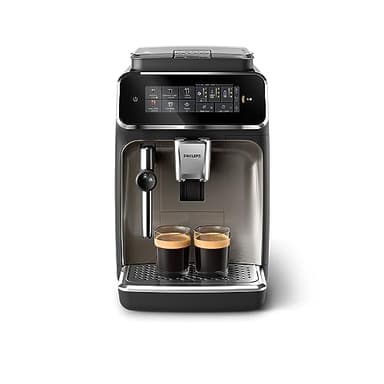 Philips 3300 Series Kaffeevollautomat - 5 Getränke, Intuitives Touch-Display, Klassischer Milchaufschäumer, SilentBrew, 100% Keramikmahlwerk, AquaClean Filter. Schwarzchrom (EP3326/90)