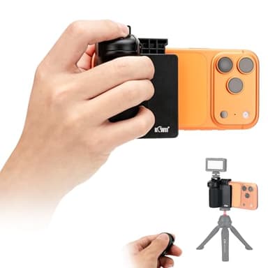 KIWIFOTOS Smartphone Handle Grip, Handy Capgrip mit Abnehmbarem Wireless Auslöser, Phone Grip mit Fernbedienung & Kaltschuhhalterung für iPhone Android Smartphone, Selfie, Vlog, Videoaufnahmen