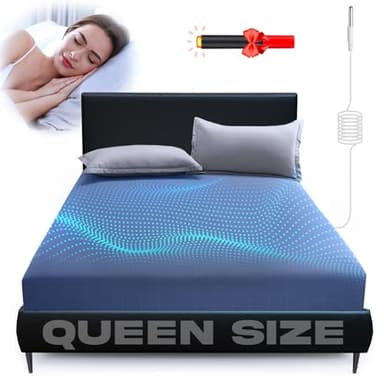 Klim Erdungs-Spannbettlaken, Queen-Size-Größe, Reine Silberfaser und Bio-Baumwolle, Erdungsschnur und Teststift, 5 Jahre Garantie (Grau, Queen-Size-Bett), 152 x 203 x 38 cm