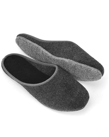 Pantoffelmann Filzpantoffeln mit Filzsohle I Anthrazit I Größe 43/44 I Atmungsaktive & bequeme Filzhausschuhe für Damen & Herren I Stilvolle & warme Hausschuhe