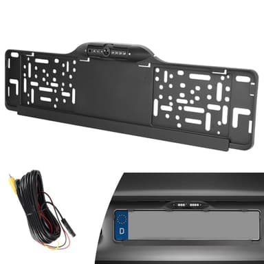 CAMECHO Rückfahrkamera Kennzeichenhalter für Europäische Automobile mit Tag- und Nachtmodus, Vollfarbbild, LED-Weißlicht, einstellbare Auflösung 720P/1080P/CVBS - Wetterfest & Einfache Installation