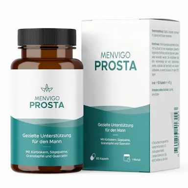 Menvigo® Prosta Komplex hochdosiert - Einzigartige Formel mit Kürbiskern Extrakt, Sägepalme Extrakt, Granatapfel Extrakt, jap. Schnurbaum Extrakt, Vitamin E, Zink & Selen