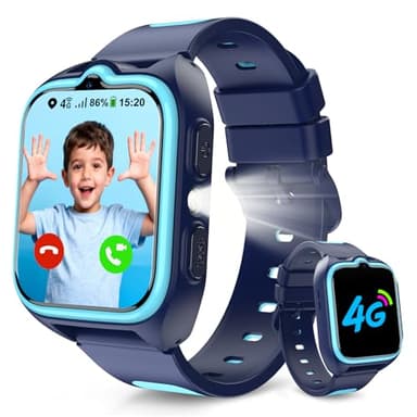 Baolubao Smartwatch Kinder mit SIM-Kartensteckplatz, LBS+WLAN+GPS-Tracker, Uhr Unterstützt 4G, Taschenlampe, SOS Notruf, Telefonanruf, Sprachchat, Schulmodus, IP 67, Kinderuhr für Mädchen und Junge