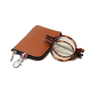 ABETOS Lesebrille Faltbar Klappbar Metall Faltbare Lesehilfe Blaulichtfilter Rund Kompakte Tragbare Taschenbrille für Herren Damen, Schildpatt+2.5