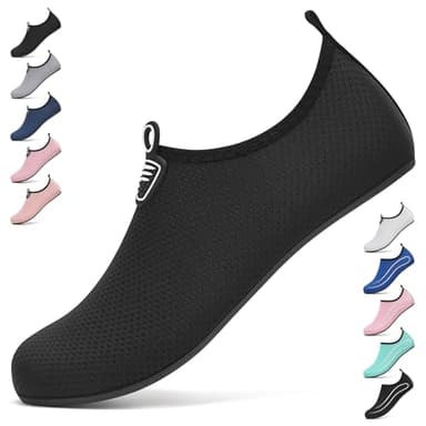 BARFULKER Badeschuhe Damen Herren Wasserschuhe Neoprenschuhe Strandschuhe Aquaschuhe Schwimmschuhe Wassersportschuhe Barfuß Schuhe Leicht Hausschuhe. Schwarz,41 EU