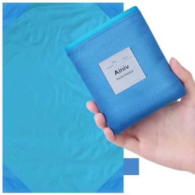 Ainiv Mini Picknickdecke, Ultraleicht tragbare Stranddecke, Sandabweisende Camingmatte, Ultraleicht Kompakt Strandtuch, Outdoor Decke für Strand, Reisen, BBQ, Picknick, Camping und Wandern 110 x 140cm
