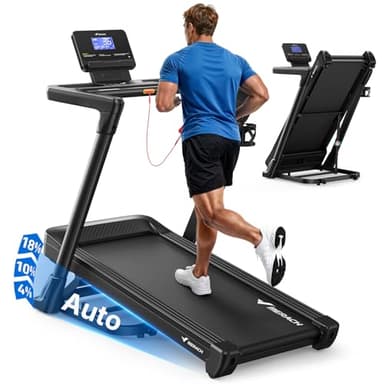MERACH Laufband Für Zuhause mit Steigung, 18% Automatische Neigung, 1-14km/h Laufband Klappbar, 3.5HP Walking Pad, Treadmill for Home Max 159KG, 46 * 120CM, Laufbänder APP mit 12 Trainingsprogrammen