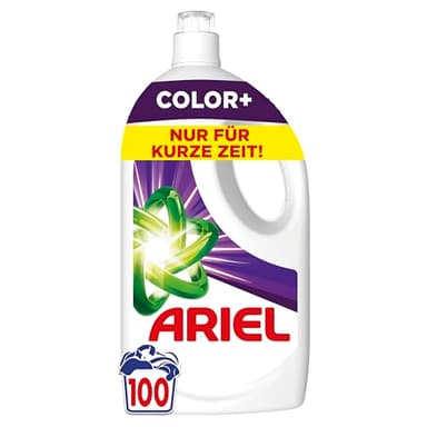Ariel Flüssigwaschmittel, 100 Waschladungen Color+ Waschmittel, Kraftvolle Fleckenentfernung in nur 1 Waschgang, selbst bei Kaltwaschzyklen