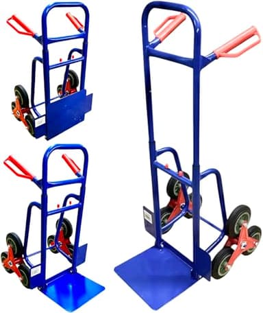 TMV24® Treppensteiger Klappbar, max. 200 kg, Sackkarre, Pulverbeschichtet Blau Ideal für Treppe Logistik Transport Flexibel lagerbar Höhenverstellbar 6X Vollgummi Reifen - Klappbare Treppensackkarre