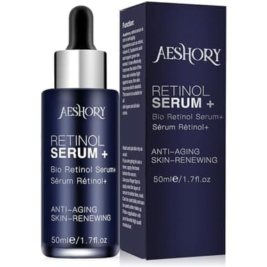 Aeshory Retinol Serum für Gesicht/Hals/Augen 50ml, Hochdosiert mit 5% Retinol, 30% Vitamin C, Vitamin E & Hyaluronsäure – Anti-Aging Serum für feine Linien und Falten, Hautreparatur