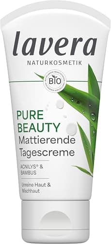 lavera Pure Beauty Mattierende Tagescreme 50ml – Naturkosmetik Gesichtscreme mit Acnilys & Bambus – vegane Gesichtspflege für unreine Haut & Mischhaut – feuchtigkeitsspendende Tagescreme