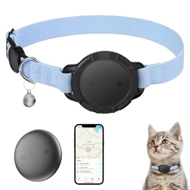 NozlaID Katzen Tracker - Mini SmartTag Tracker Ohne ABO für Katze - Kompatibel mit iOS/Android - Dehnbares GPS Katzenhalsband mit Glocke - Ortungsgerät Tracker für Katzen und Welpen (1 Pack)