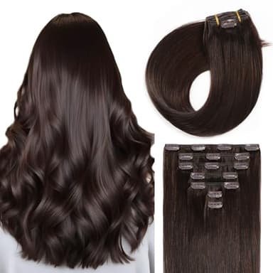 Sunya Clip in Extensions Echthaar Dunkelbraun Echthaar Extensions Clip Hair Remy Clip in Echthaar Extensions NatüRlich Glatt Haar Skin Weft 70g 14 Inch 7 Pcs With 16 Clips