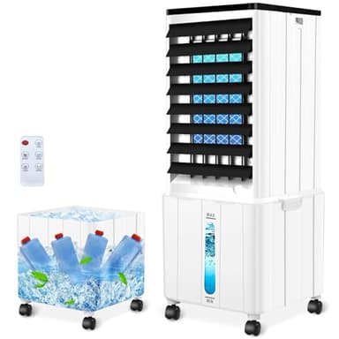 Klimaanlage ohne Abluftschlauch, 12L Klimaanlage Mobil mit 12H Timer, 3 Modus, 40dB, 60W, 120°Oszillation, Abnehmbare Wassertank, Fernbedienung, Leise Klimagerät Luftkühler für Wohnung Zimmer Räume