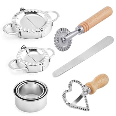 FYting Ravioli Ausstecher,Ravioli Former, 8 Stück Ravioli Maker Set aus Edelstahl, Knödel, Kekse, GebäCkpräGewerkzeug, Für Thanksgiving, Weihnachten, Muttertag, Frühlingsfest