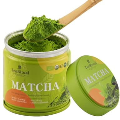 ZenRitual Bio Matcha Zeremoniequalität, Ichibancha Erstpflückung & Steinvermahlen - 40g - Zertifiziert nach EU/USDA/JAS Bio & Vegan & Rainforest Alliance