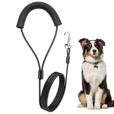 Fomiata Chew Proof Hundeleine, Hundeleine Kette, Hundekette Leine Bissfest, Kettenleine für Große und Kleine Hunde Training (1.6M) Schwarz