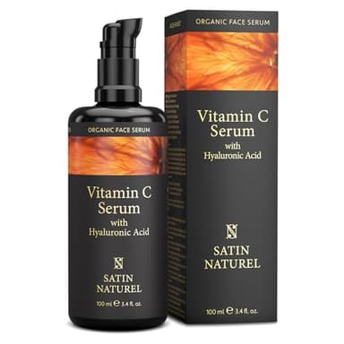 Satin Naturel Vitamin C Serum 100 ml – Hochdosiertes Vitamin C auf Bio Aloe Vera Basis mit Hyaluron – Vegane Naturkosmetik für Gesicht – Gegen Augenringe & Anti-Aging