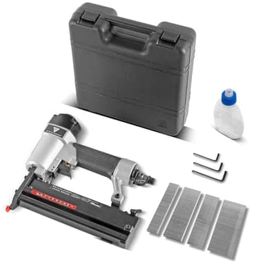STAHLWERK Druckluft Nagler DN-50 ST 2 in 1 Nagelpistole | Tacker mit 5-7 Bar Arbeitsdruck, Metallgehäuse, geeignet für 18 Gauge Nägel und Tackernadeln inklusive Zubehör und Transportkoffer