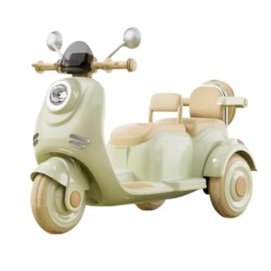 Vespa Motorrad für Kinder. Motorrad Elektro für 2 Kinder mit Fernbedienung, Fußpedal und 2 Ablagefächern. Fahrzeug mit Musik, Bluetooth und Licht, mit 6-V-Akku, Ladegerät Inklusive