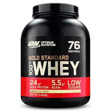 Optimum Nutrition Gold Standard 100% Whey, Proteinpulver, Geschmack Vanilla Ice Cream, 2.28kg, 76 Portionen