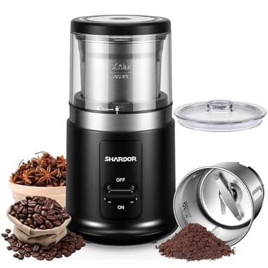 SHARDOR Kaffeemühle Elektrisch, 75g Füllmenge Gewürzmühle mit abnehmbarer Edelstahlschüssel, Coffee Grinder Für Kaffeebohnen, GewüRzen, Getreide, NüSsen Verwendet Werden