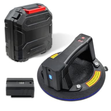 JUYLTOOL Akku Saugheber Glas mit 2x Batterie,Automatischer Nachsaugung|Digitalanzeige,Akku Vakuum Saugheber Fliesenheber Glassauger,Elektrischer Vakuumheber für Fliesen,Glas,Tragkraft 200KG