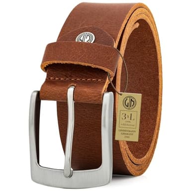 LINDENMANN Leder-Gürtel Herren 40 mm breit, Gürtel Herren Vollrindleder cognac, Größe/Size:100, Farbe/Color:cognac