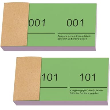 Nezyo Doppelnummern Blöck 1-200 Tombola Lose mit Zahlen Nummernblöcke Zahlenblöcke 10cm X 5cm Raffle Tickets für Garderobe Verlosung Events Messen Eintrittskarten und Leckereien(Grün)