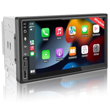 Doppel Din Radio Android Auto mit Wireless Carplay & Android Auto, 7 Zoll Android Autoradio 2Din mit Bildschirm, Doppeldin CarPlay Display mit Bluetooth Navi WiFi, FM/AM/RDS Radio, USB