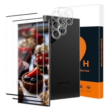 Carantee 2+2 Stück Schutzfolie für Panzerglas für Samsung Galaxy S23 Ultra 5G, 3D Kante, 9H Härte Schutzglas+Kameraschutz, Sensitive Touch, Keine Blasen, HD Klarsicht Samsung S23 Ultra Displayschutz