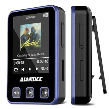 MP3 Player Bluetooth 5.3 mit Sport Clip und Sportarmband, mp3-player mit 1,77 Zoll TFT Farbbildschirm, Mp3 Player mit Kopfhörer, Unterstützt bis 128GB SD Karte, Violett