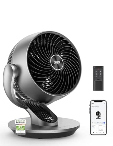 Dreo 28dB Leiser Smart Tischventilator für Schlafzimmer Büro, Ventilator mit Fernbedienung Kühlung 21M Windentfernung 4-Geschwindigstufe 5 Modi 12H Timer 90° Auto 120° Manuell oszillierend, Lynx S