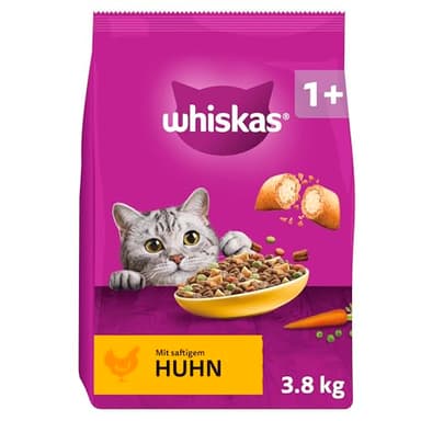 WHISKAS Katzen Trockenfutter Beutel Adult 1+ mit Huhn 3,8kg