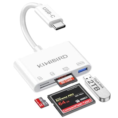 KiWiBiRD CF Kartenleser CF Card Reader Compact Flash Reader USB C SD Micro SD Extern Speicherkarten Kartenlesegerät Kompatibel mit iPhone 17 16 Plus Pro Max, Mac MacBook, iPad, Galaxy S25 S24 Handy