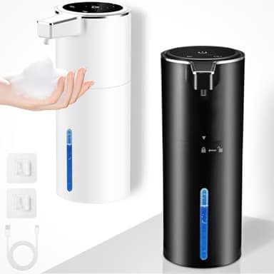 Seifenspender Automatisch,Wandbefestigung Berührungslos 400ml Elektrischer Seifenspender mit Sensor,USB Wiederaufladbar 1800-mAh-Akku für Bad,Küche,Büro (Schaum,Weiß)