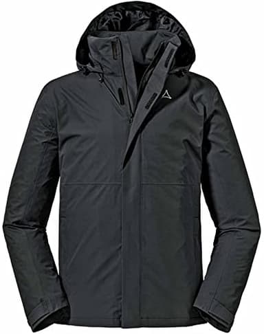 Schöffel Herren Jacket Gmund M, wind- und wasserdichte Regenjacke, atmungsaktive Outdoor Jacke, Wanderjacke mit verstaubarer Kapuze, black, 58