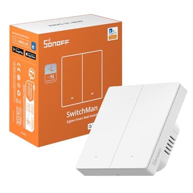 SONOFF Zigbee Smart Light Switch, Erfordert SONOFF Zigbee Hub, Smart Switch, Ohne Nullleiter oder mit Nullleiter, APP Remote Control, Zigbee Switch ZBM5 86-Type,2-fach