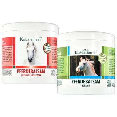 Kräuterhof Pferdebalsam Set Kühlend und Wärmend (2 x 500 ml) – Mit Menthol und Kampfer gegen Muskel- und Gelenkschmerzen, Durchblutungsfördernd und Entspannend, Lindert Verspannungen, Vegan