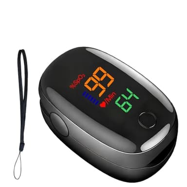 Pulsoximeter Fingeroximeter,Sauerstoffsättigung Messgerät Finger, Blutsauerstoffmessgerät Finger,Pulsoximeter für Erwachsene mit Farbdisplay,Pulsoximeterfür Zuhause, mit Lanyard