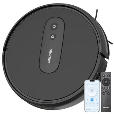 AIRROBO Saugroboter, Staubsauger Roboter mit 2800 Pa Saugkraft, Roboterstaubsauger mit Ladestation, P25 Saugroboter ohne Wischfunktion für Teppich Tierhaare Hartböden, APP Steuerung, 120 Min Laufzeit